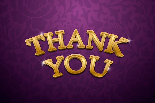 Thank you 3D text in gold fancy typography illustration