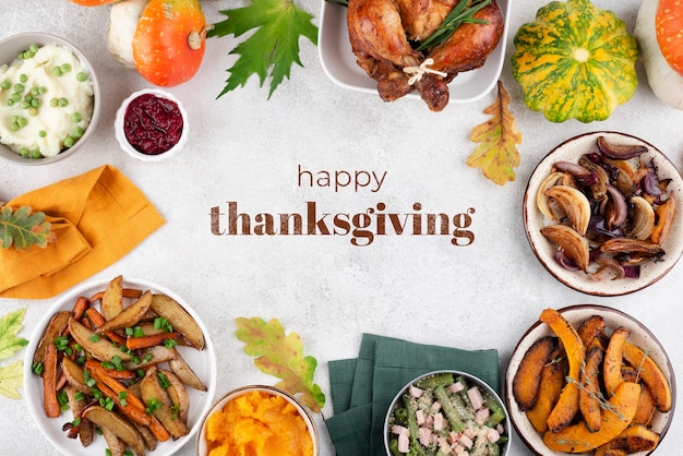 Free photo thanksgiving banner with delicious food