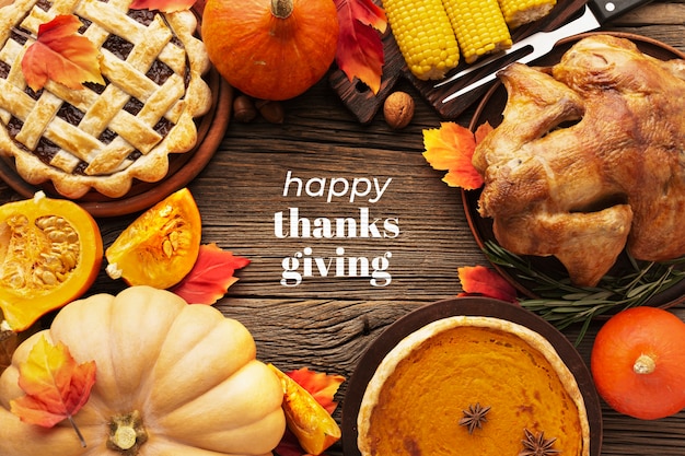 Free photo thanksgiving banner with tasty food