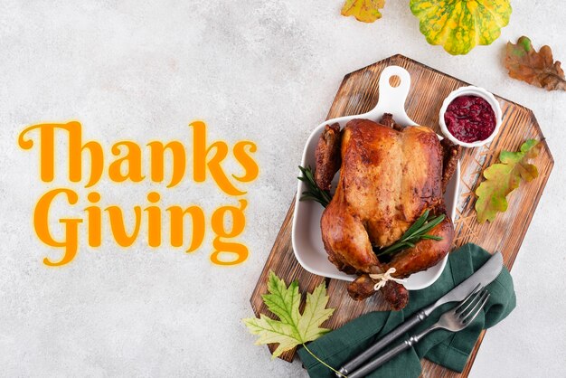 Thanksgiving day banner with delicious food