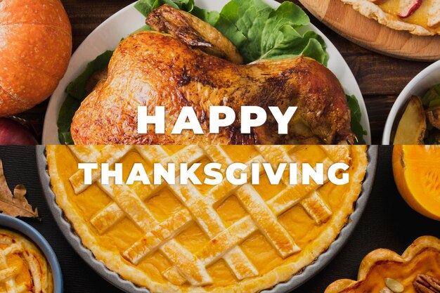 thanksgiving day banner with delicious pie