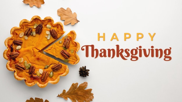 Thanksgiving day banner with delicious pie