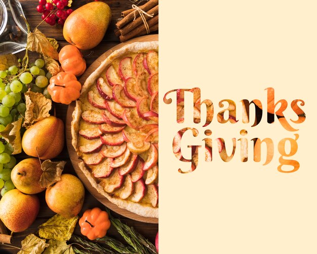 Thanksgiving day banner with food