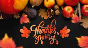 Free photo thanksgiving day banner with harvest