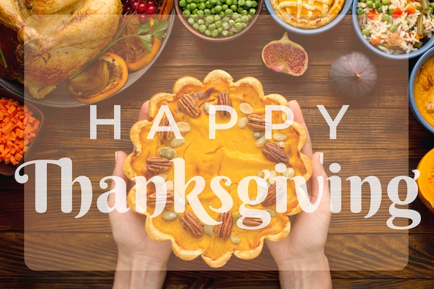 Thanksgiving day banner with pie