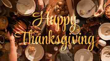 Free photo thanksgiving day banner with plates