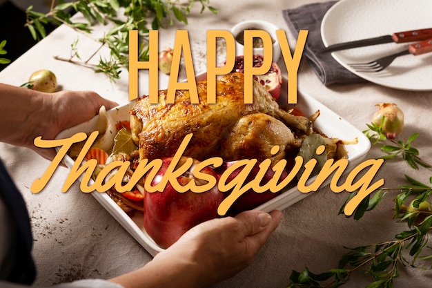 thanksgiving day banner with turkey