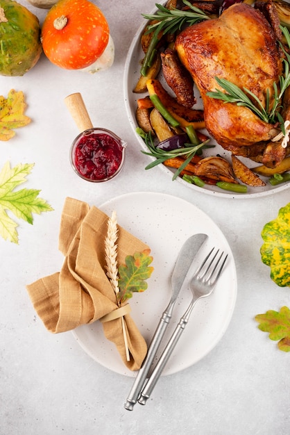 Thanksgiving day delicious meal arrangement