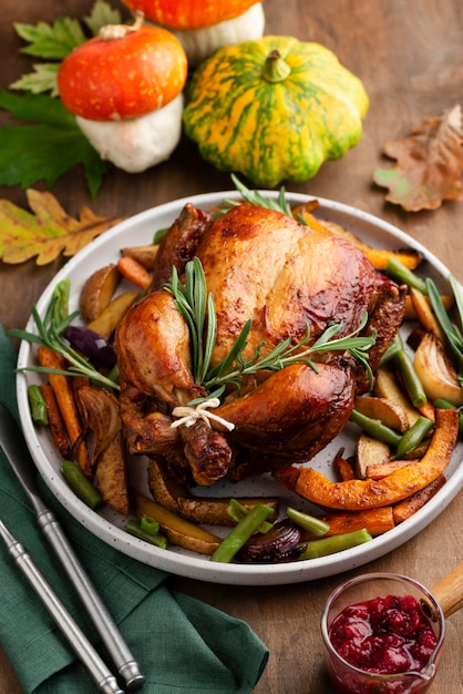 Thanksgiving day delicious meal arrangement