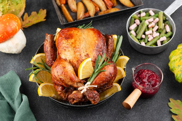 Thanksgiving day delicious meal arrangement