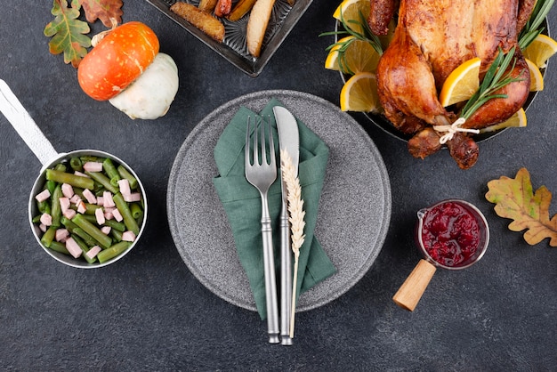 Thanksgiving day delicious meal arrangement