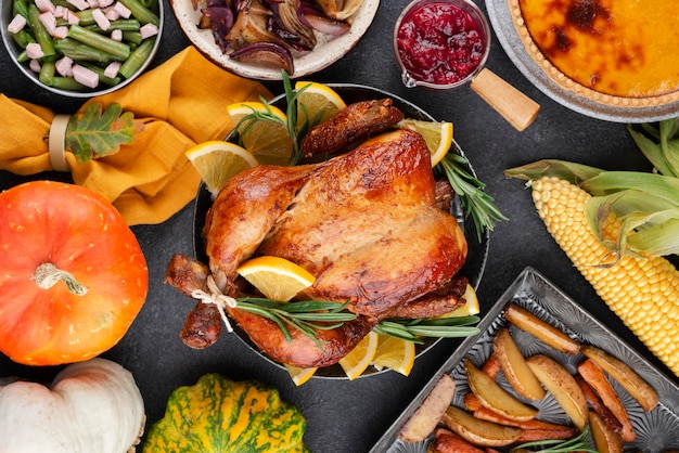 Thanksgiving day delicious meal assortment