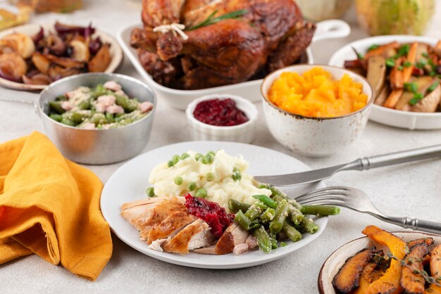 Thanksgiving day delicious meal assortment