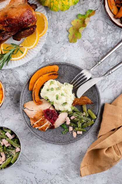 Thanksgiving day delicious meal assortment