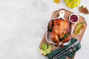 Free photo thanksgiving day meal with copy space