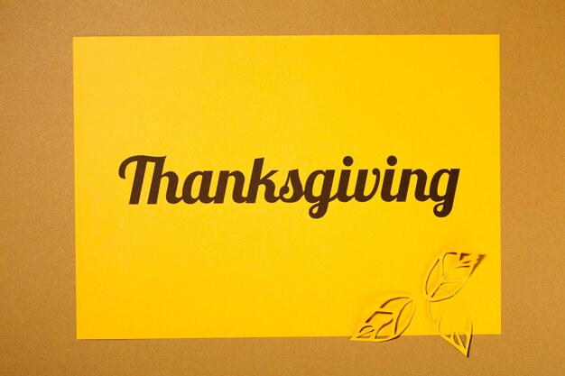 Thanksgiving lettering with yellow leaflets 