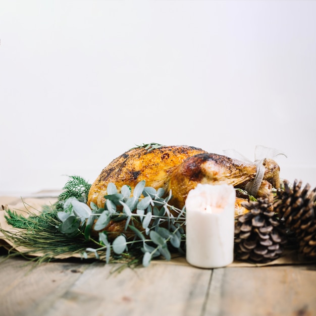 Thanksgiving turkey and candle