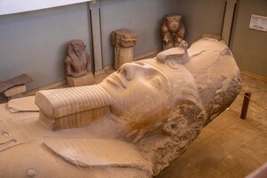 Бесплатное фото Скульптура колосса рамзеса ii в мемфисе в каире, египет