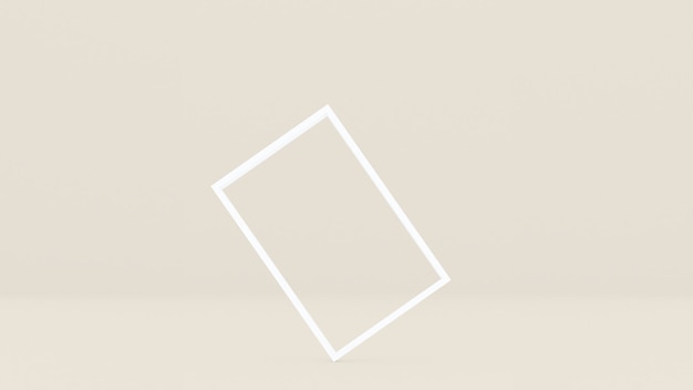 白い長方形のフレームは クリーム色の背景に角度が付いています プレミアム写真