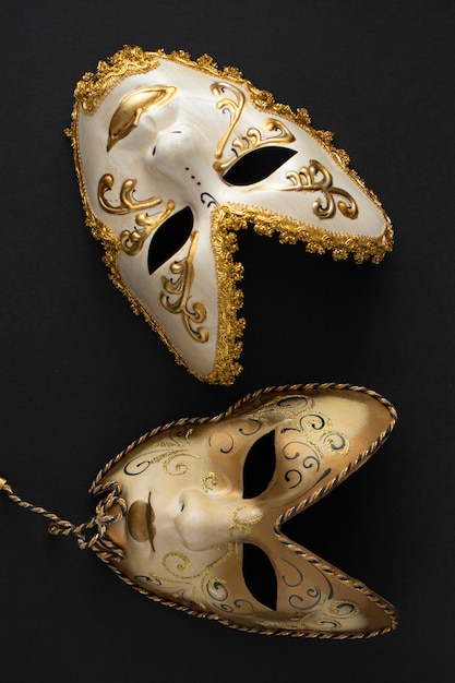 Theater masks with dark background still life