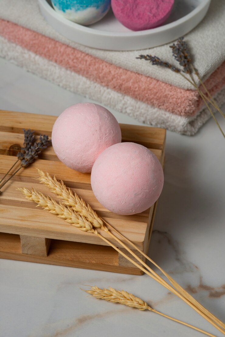 Free Photo therapeutic  bath bombs arrangement still life