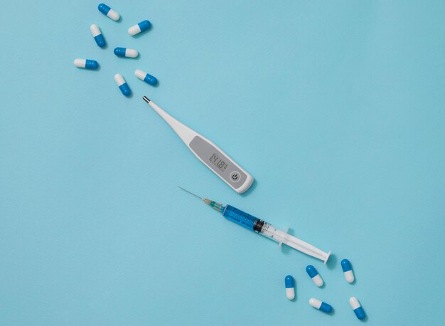 Thermometer with high temperature and pills