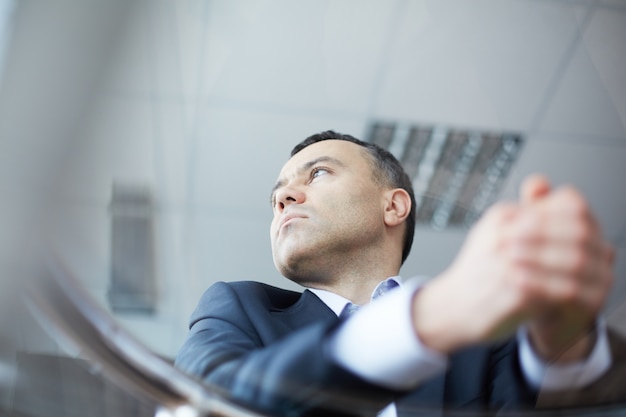 Thoughtful man in office