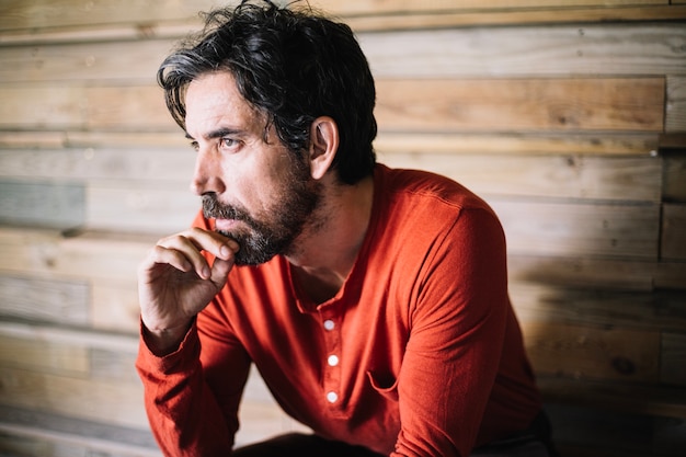 Thoughtful man with beard