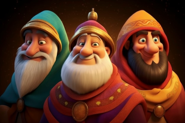 Three arabian men with beards