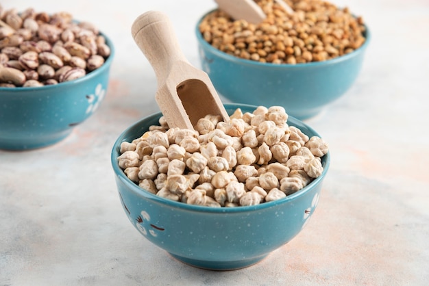 Three bowl three ingredient. Bean chickpea and buckwheat.