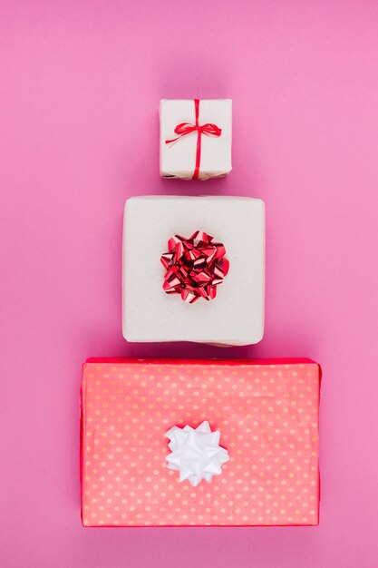 Three different gift boxes on table 