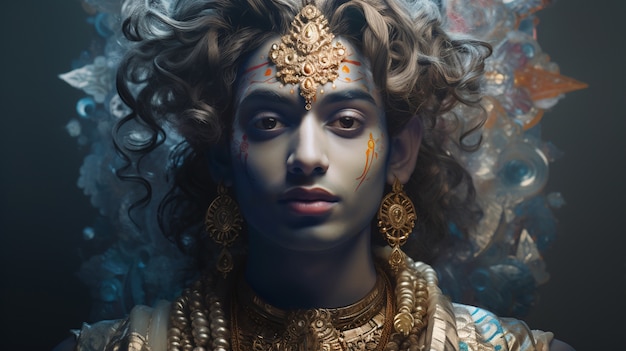 Трехмерное изображение Кришны, индуистского божества и аватара