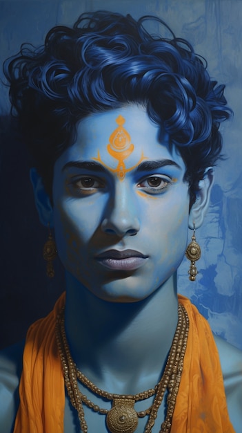 Free photo three-dimensional representation of krishna, hindu deity and avatar