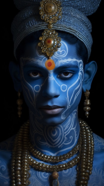 Free photo three-dimensional representation of krishna, hindu deity and avatar