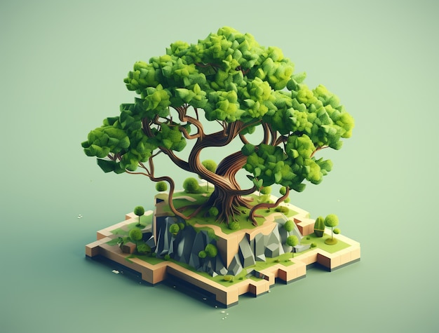 Free photo three-dimensional tree with foliage