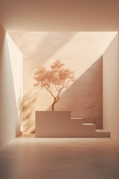 Бесплатное фото Трехмерное дерево с солнечным светом