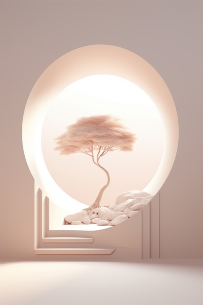 Three-dimensional tree with sunlight