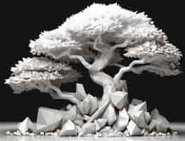 Бесплатное фото Трехмерное белое дерево
