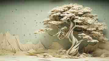 Бесплатное фото Трехмерное белое дерево