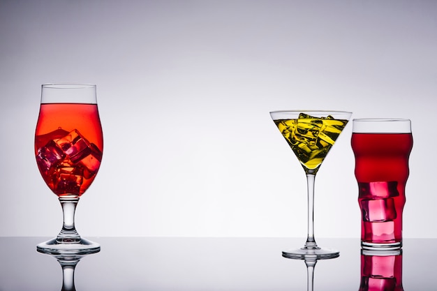 Three elegant cocktails