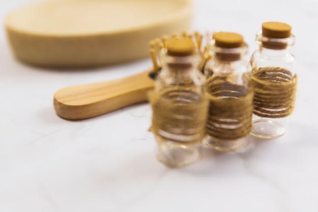 Three essential oils with comb and soap