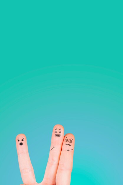 Three fingers with funny faces