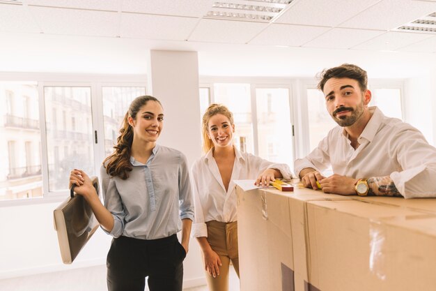 Three friendly business people