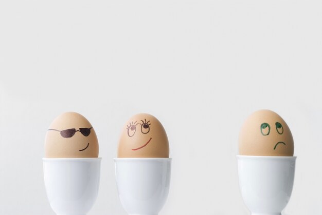Three funny eggs