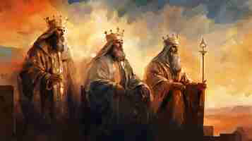 Free photo three kings with crowns