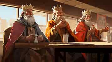 Free photo three kings with crowns