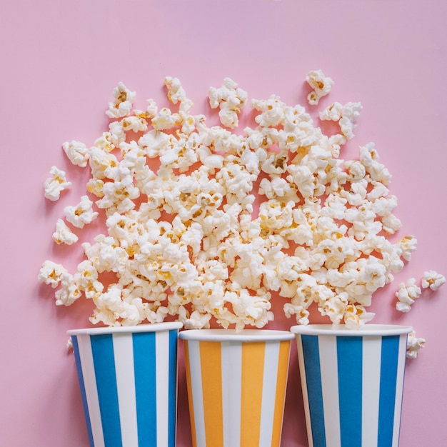 Free photo three popcorn cups