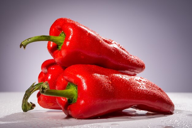 Three red peppers