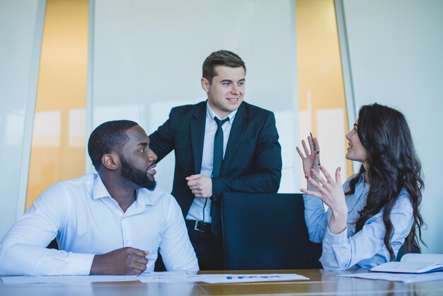 Three talking associates