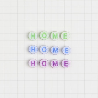 Three times home beads text typography
